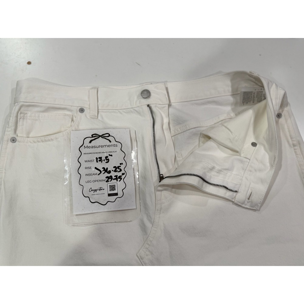 Madewell Denim Maxi Skirt White High Rise Front Slit Raw Hem Size 31 NM151 - Picture 6 of 6